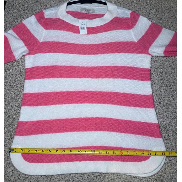 The Loft - Pink and White Striped Sweater - Women's Size Large - Picture 4 of 12